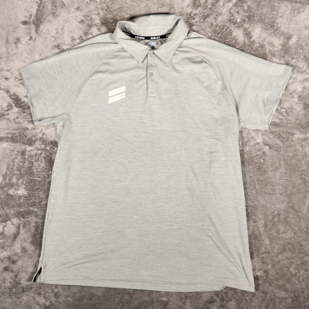 Hurley Polo Shirt Mens XL Gray Excellent Performance Short Sleeve Heathered